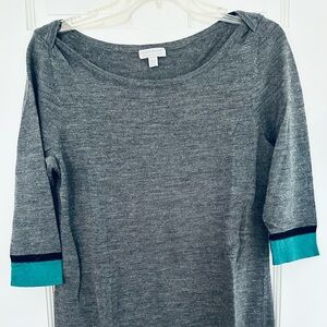 A Pea in the Pod Gray Maternity Sweater with Green Trim